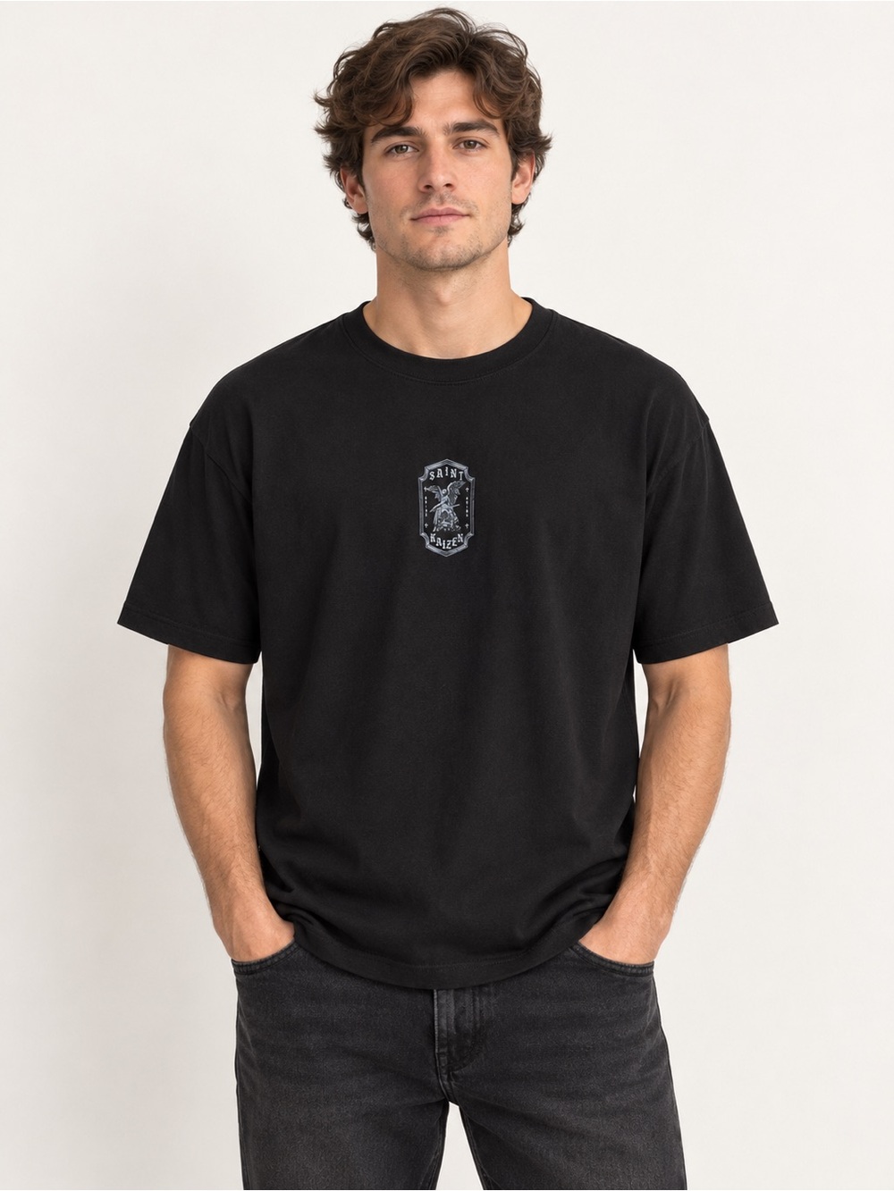 Saint Kaizen Light In The Darkness Graphic T-Shirt Men’s L Black Christian